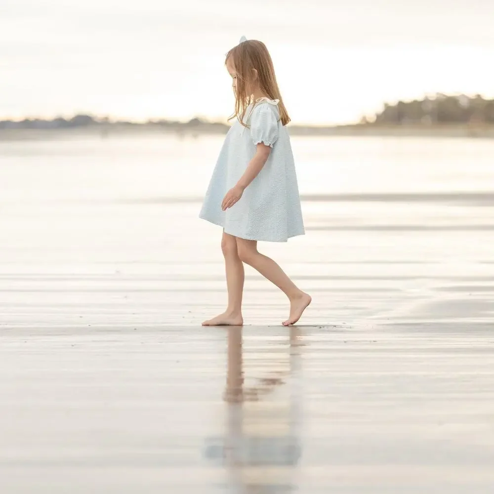 Henry Duvall JANE DRESS IN BAILEY'S BAY BLUE SEERSUCKER size 5